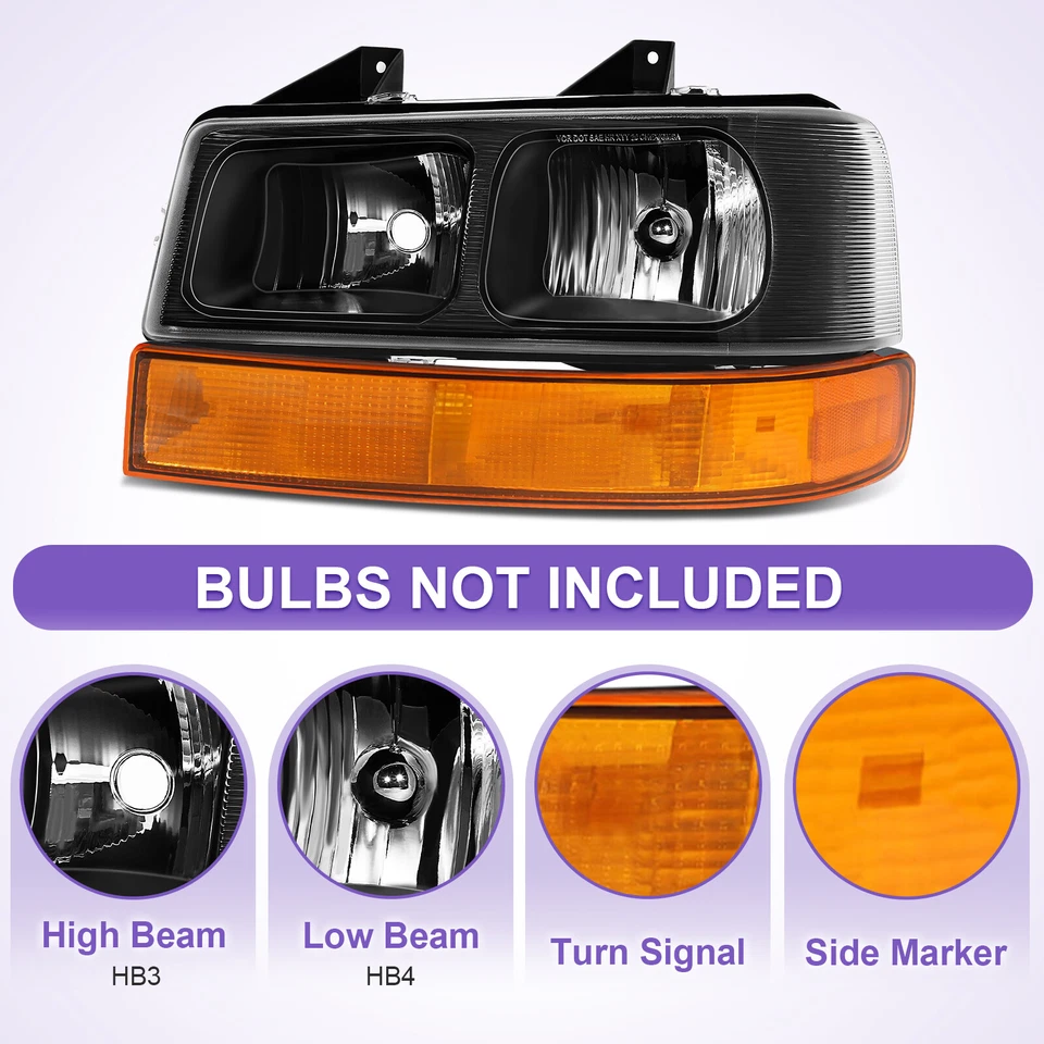 Headlight Kit For 2003-2021 Chevrolet Express 2500 LH RH Includes Parking Lights Foto 2 de 4