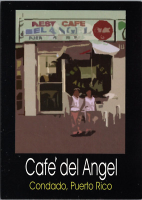 San Juan Puerto Rico Cafe' del Angel Condado Painting Outdoor Table Umbrella UNP