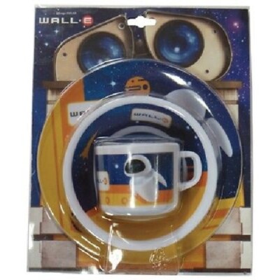 Disney Pixar Kinder Teller Frühstück Frühstücks - Geschirr Set Wall E 3 teilig