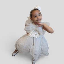 Girls Ruffle Tulle Dress Layered Tutu Gown, Size 5-6Y