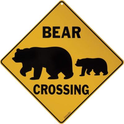 BEAR & CUB Silhouette Crossing Sign, 12'' on sides, 16'' on diagonal, In/Outdoor