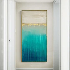 Blue Abstract Painting On Canvas  Wall Art Minimalist Painting Hand Painted