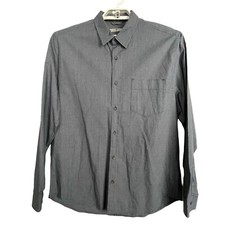 7 for all Mankind Men's XL Button Up Long Sleeve Black Gray Mini Gingham