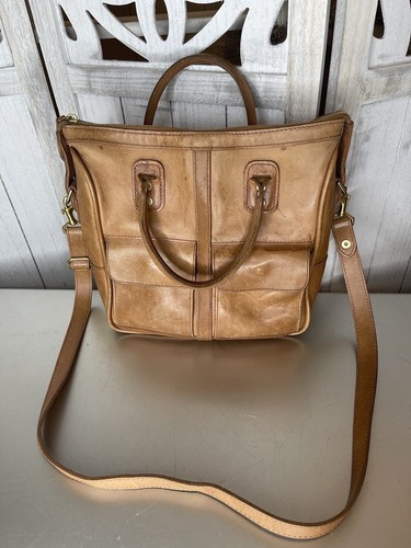 J.W. Hulme Co. Genuine Leather Excursion Tote Bag Double Pocket Distressed