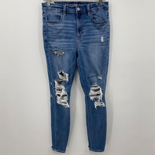 American Eagle Damen Ne(x)t Level Stretch superhoher Bund Jegging blau Größe 8