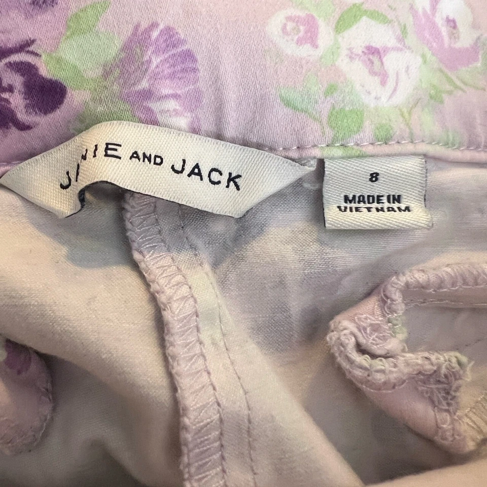 Pantalones Janie and Jack Niñas Rosa Púrpura Floral Volantes Dobladillo Talla 8 Cintura Ajustable Foto 4 de 4