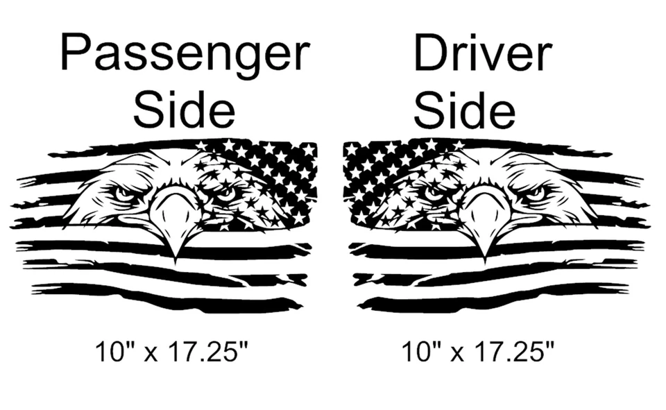 EAGLE EE. UU. Bandera Capucha Puerta Ventana Vinilo Racing Stripe 10"x17.25" (Se adapta a camiones RAM) Foto 2 de 4