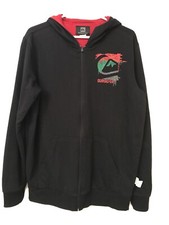 Quiksilver Black Hoodie Red  Green Graphic Logo Men's Size Medium Very Nice