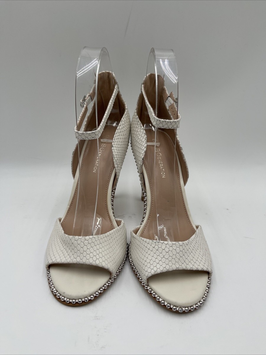 BCBGeneration Jessika Snakeskin-Embossed Leather Dress Sandals White Size 7.5M | eBay BCBGeneration Jessika Snakeskin-Embossed Leather Dress Sandals White Size 7.5M | eBay