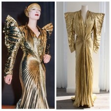 Museum Thierry Mugler F/W 1984 Vintage Golden Angel Starburst Lame Gown