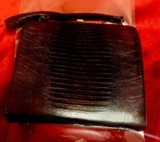 VTG Structure Mid Century Alligator Leather Purse w Goldtone Hardware
