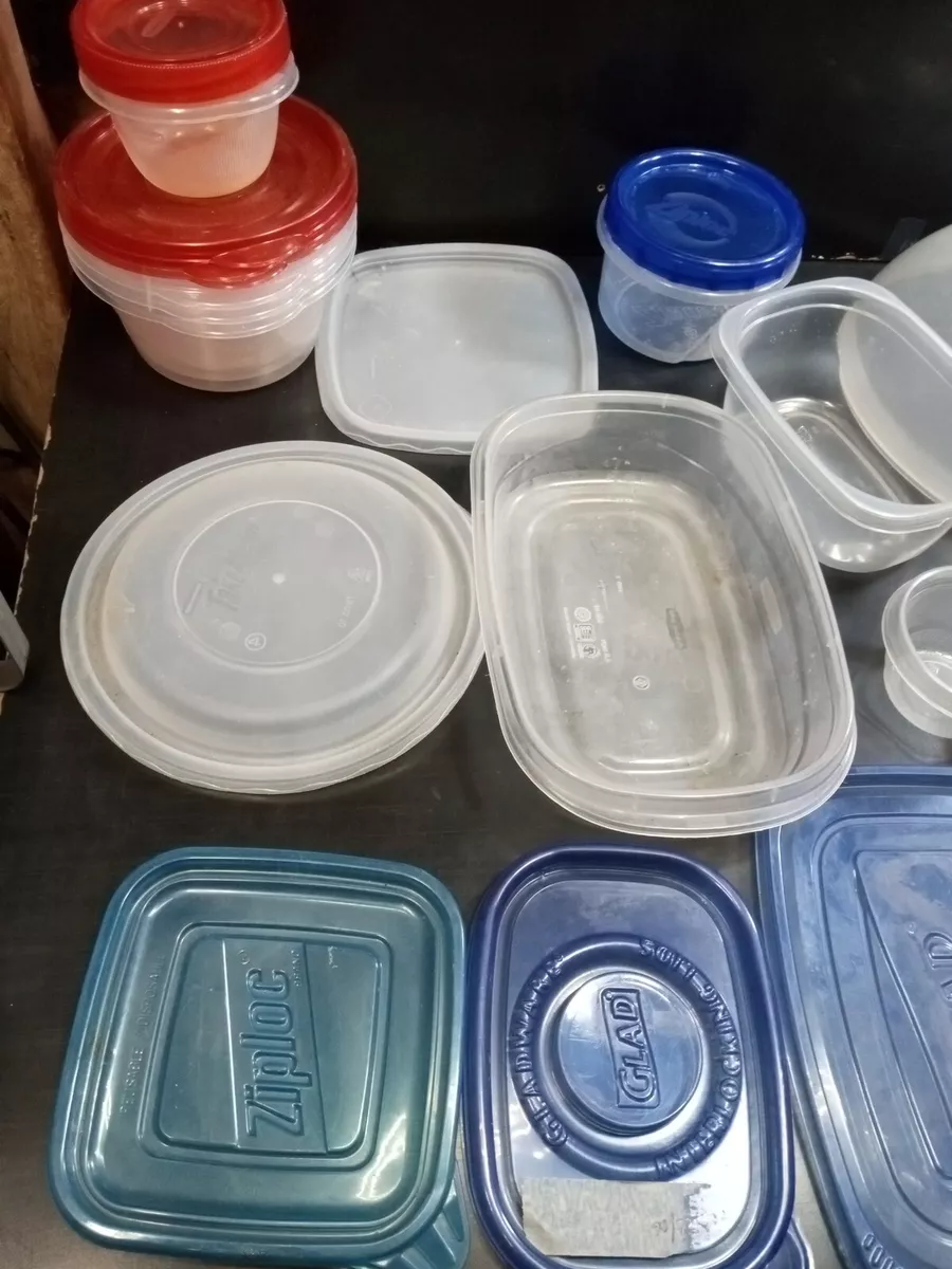 Glad Ziplock Plastic Food Container Storage Rubbermaid lids Pyrex