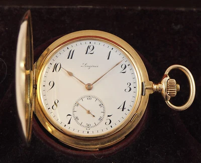 LONGINES seltene Minutenrepetition Taschenuhr in 14ct Gold inkl.Etui ca 1900 - Bild 1 von 4