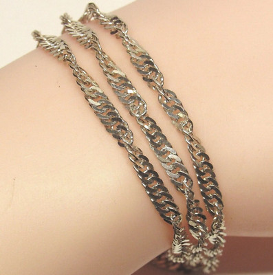 Italienische massive Sterling Silber 3 Strang gedrehte Panzerkette Gliederkette Armband 11,2 g