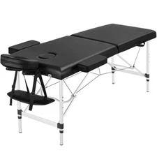 Aluminum Massage Table 2 Folding Salon Lash Bed Portable Spa Table Couch Black
