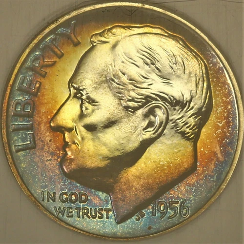 Toned NGC PF66 1956 Proof Roosevelt Dime 10c PQ Color Tougher Date For PQ Color