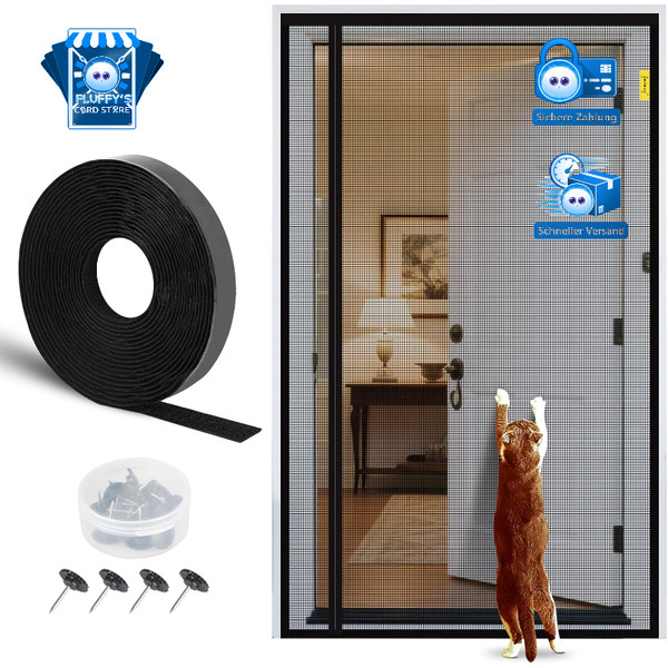 Magnet Fliegengitter FüR BalkontüR 100X220 Cm, Katzenschutz Ohne Bohren-image