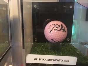 Autographed Mika Miyazato autographed golf ball in a case