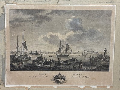 Antique Vintage Saint Servan Porte St Malo French Engraving After Niclous Ozanne