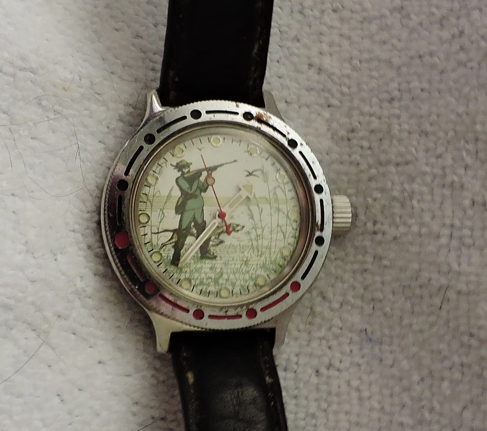 Vintage Vostok Amphibia Men's Sport Watch working cond Soviet Duck Geese Hunter - Image 3 of 4