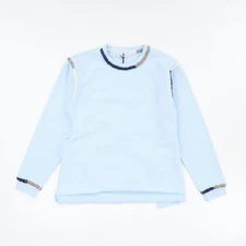JW ANDERSON Asymmetric Contrast Stitch Crew Sweat Cotton Womens Blue S RRP245