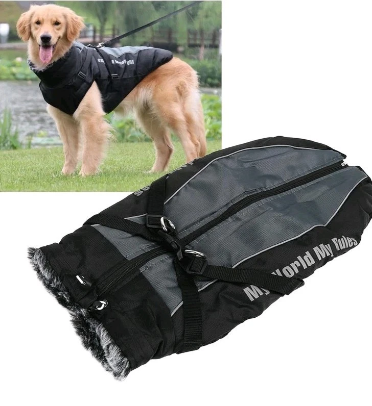 Jaqueta de cachorro algodão casaco de pelúcia reflexivo grande Oxford jaqueta bombardeiro 2XL - Imagem 3 de 3