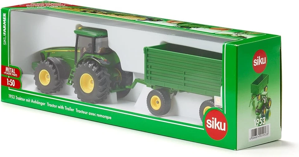 siku 1953, Trattore John Deere con rimorchio, 1:50, Metallo e Plastica, Verde, M - Immagine 3 di 4