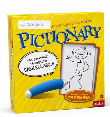 Pictionary Reisespiel Mattel Zeichenspiel Partyspiel Italienisch - Bild 1 von 4