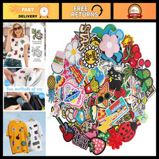 100Pcs Assorted Embroidered Patches - Sew/Iron On Applique for Clothes, Hats, DI