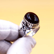 Natural Black Onyx Ring   Handmade 925 Sterling Silver Statement Ring