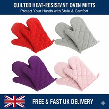 1 Pair Oven Gloves Heat Resistant Quilted Mitts Skin Friendly for Cooking Baking