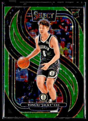 2024-25 Panini Select 176 Young ''Jacky'' Cui Brooklyn Nets RC Green Stars Prizm