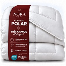 Couette 280x240 Hiver Très Chaude King Size 400 g/m² Polar Blanc Géométrique