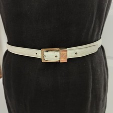 Anne Klein For Calderon Women's Size L Ivory Croc Leather Belt Gold Lion Buckle