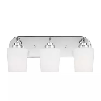 GENERATION LIGHTING Windom 18 in. 3-Light Chrome Vanity Light Alabaster Glass