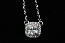 1CT Cushion Cut Synthetic Diamond Choker Necklace 14K White Gold Over Party Gift
