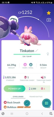 Tinkaton ( Tinkatink Evolution ) Pokemon Tr@de Go