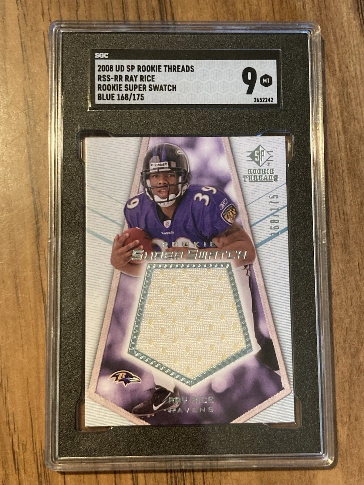 Ray Rice SP Rookie Threads Rookie Super Swatch #RSSRR Blue