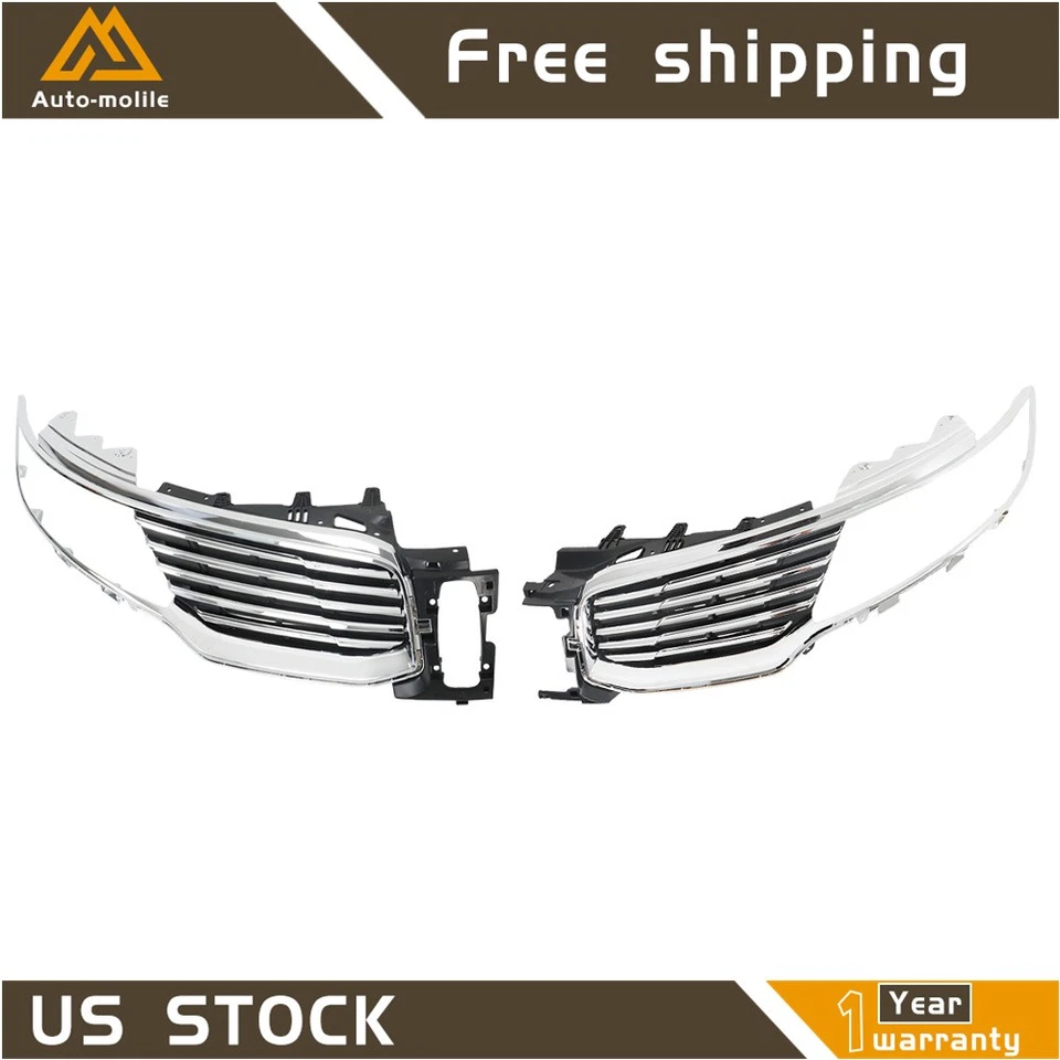 Conjunto de parrilla cromada superior delantera izquierda+derecha para Lincoln MKX 2016-2017 2018 Foto 3 de 4