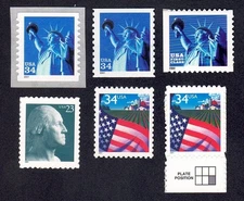 US Stamp Mint, Scott  3451  3452  3466  3468A  3469  3470  MNH, Six Stamps