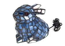 Tiffany Style Rabbit Table Lamp – Stained Glass Mosaic - Whimsical Accent Light