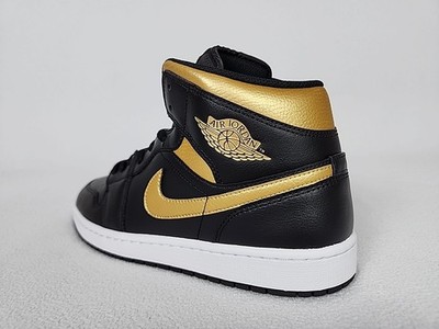 Nike Air Jordan 1 Mid Basketball Shoes Men's U.S. 12 Black Gold DQ8426-071