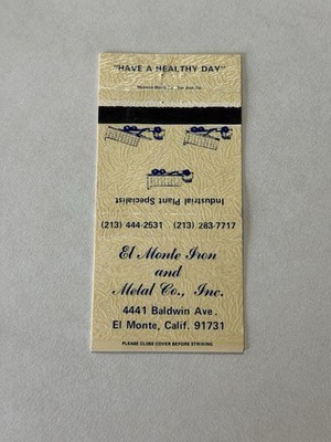 El Monte Iron And Metal Co El Monte California Matchbook Cover 345
