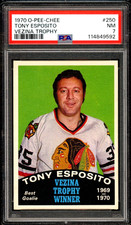 1970-71 OPC O-PEE-CHEE Hockey #250 Tony Esposito Vezina HOF PSA 7 NM Black hawks