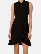 Adrianna Papell Women's Black Sleeveless V-Neck Wrap Chiffon Dress, Size 6