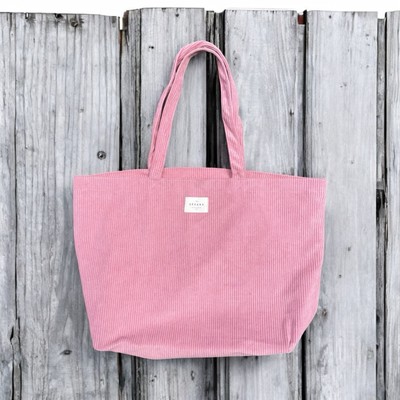 SEZANE Paris RUE SAINT-FIACRE Large Pink Corduroy Shopper Tote Bag
