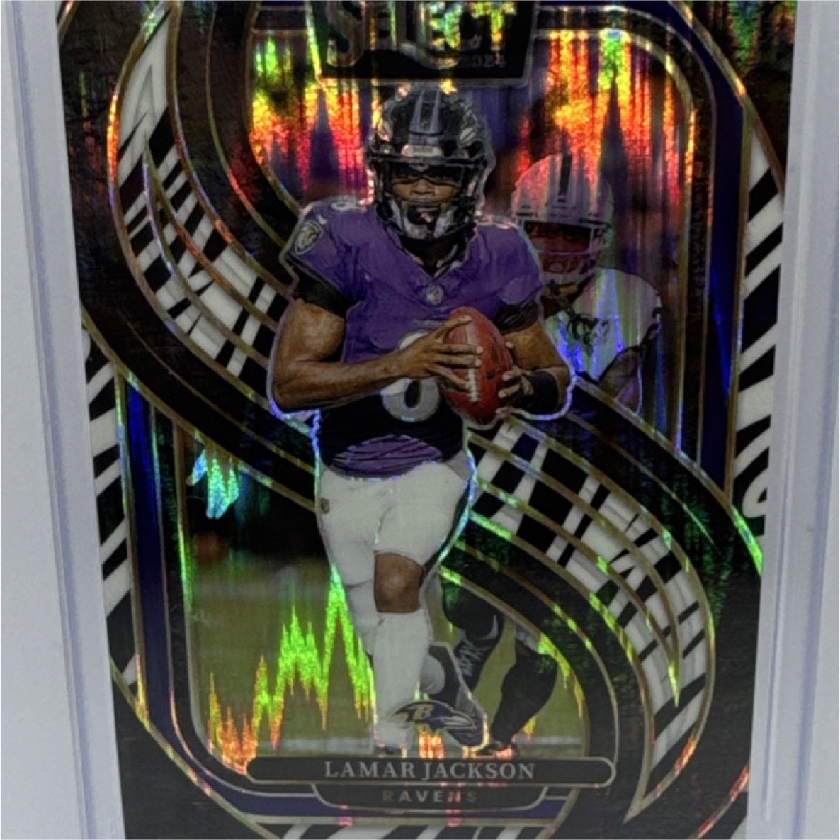 2024 Panini Select Premier Level Lamar Jackson Zebra Shock Prizm Case Hit SSP 