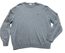 Lacoste Men  s XL FR 6 Gray Cotton Crewneck Sweater Logo