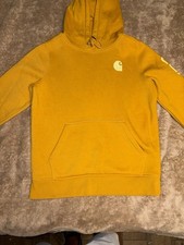 Carhartt Relaxed Fit Pullover Hoodie w/ Pockets Yellow womens S 4-6 