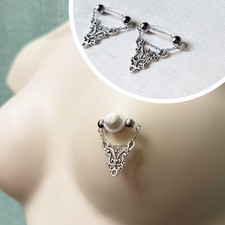 Non Piercing Nipple Shield Ornament, Silver Fake Nipple Rings, Stainless Steel